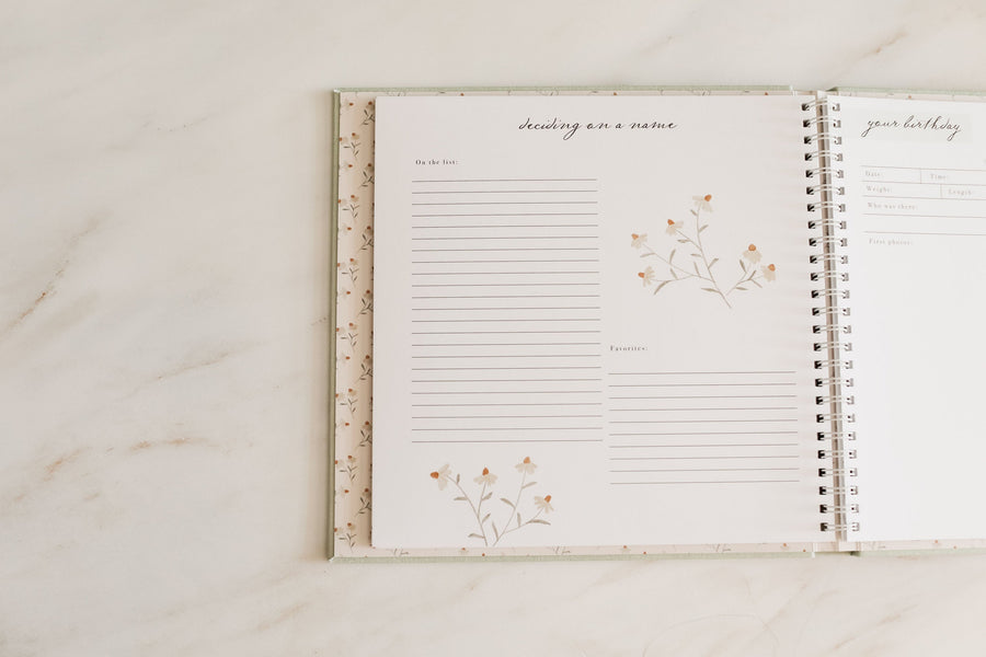 Luxury Pregnancy Journal - Moss Green