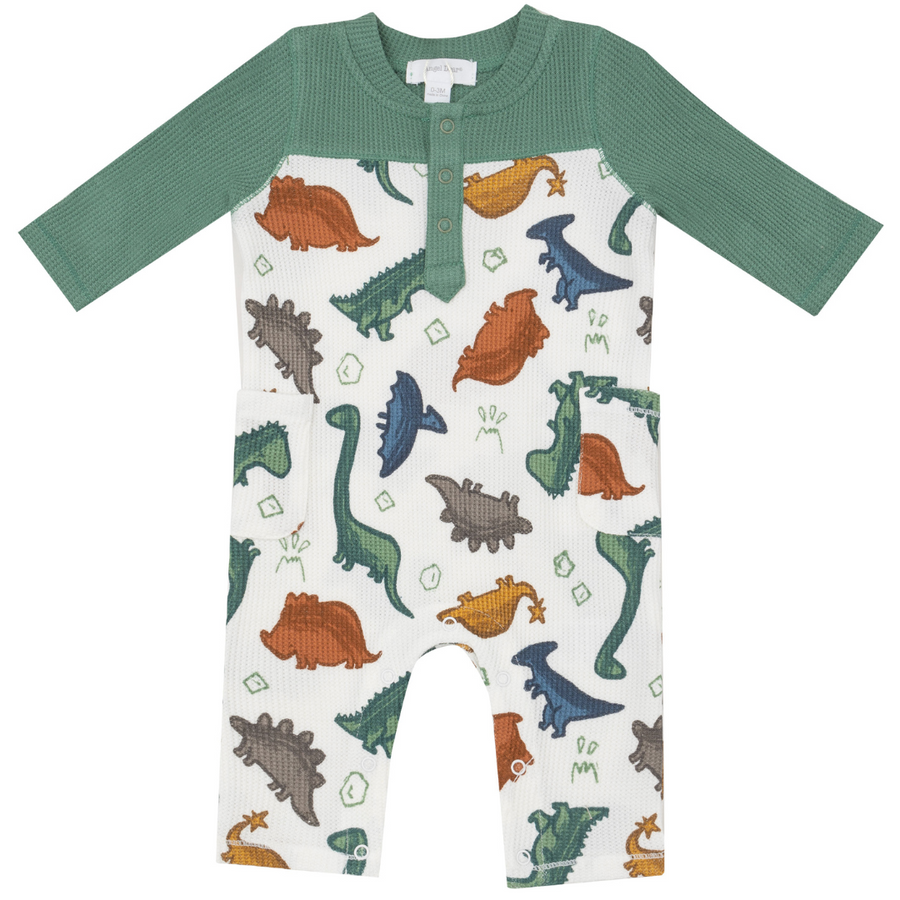 Romper with Contrast Sleeve - Dino Rocks