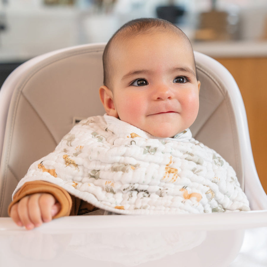 Classic Muslin Burpy Bib - Giraffe Safari
