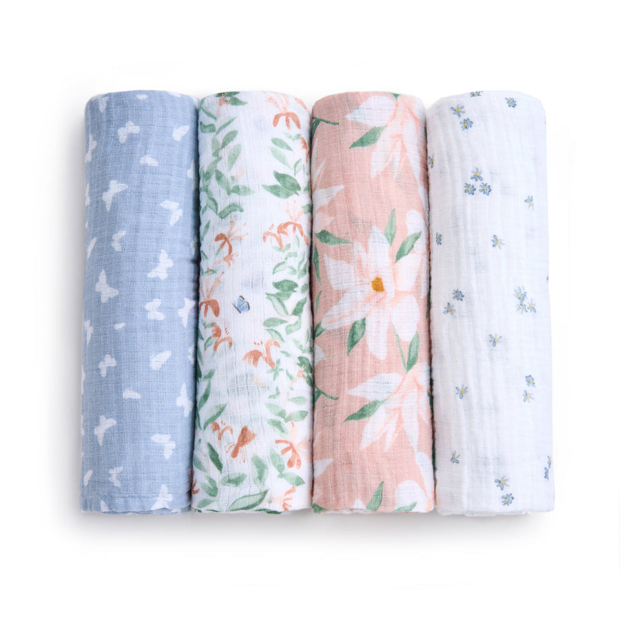Classic Muslin Swaddles (4 Pack) - Butterfly Garden