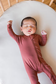 Bamboo Zippered Footie - Ember