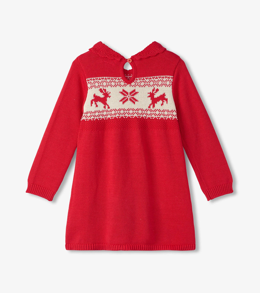 Holiday Flared Cable Knit Sweater Dress