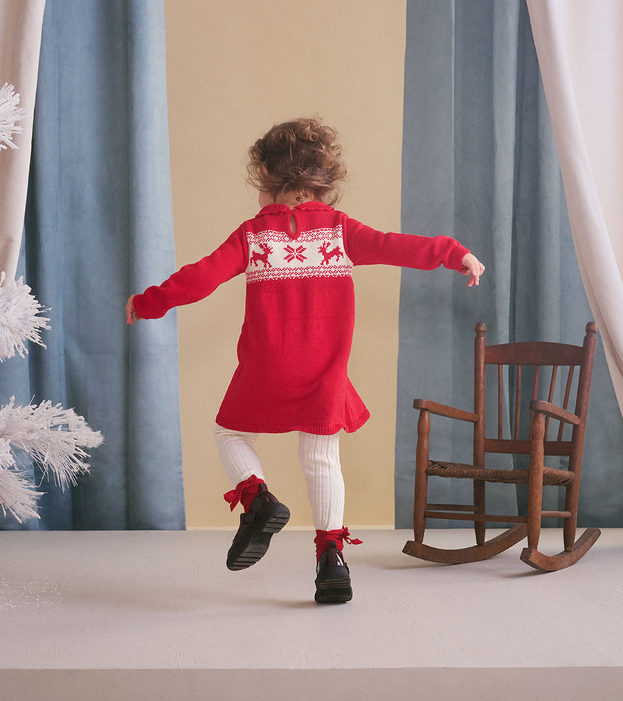 Holiday Flared Cable Knit Sweater Dress
