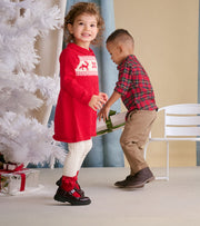 Holiday Flared Cable Knit Sweater Dress