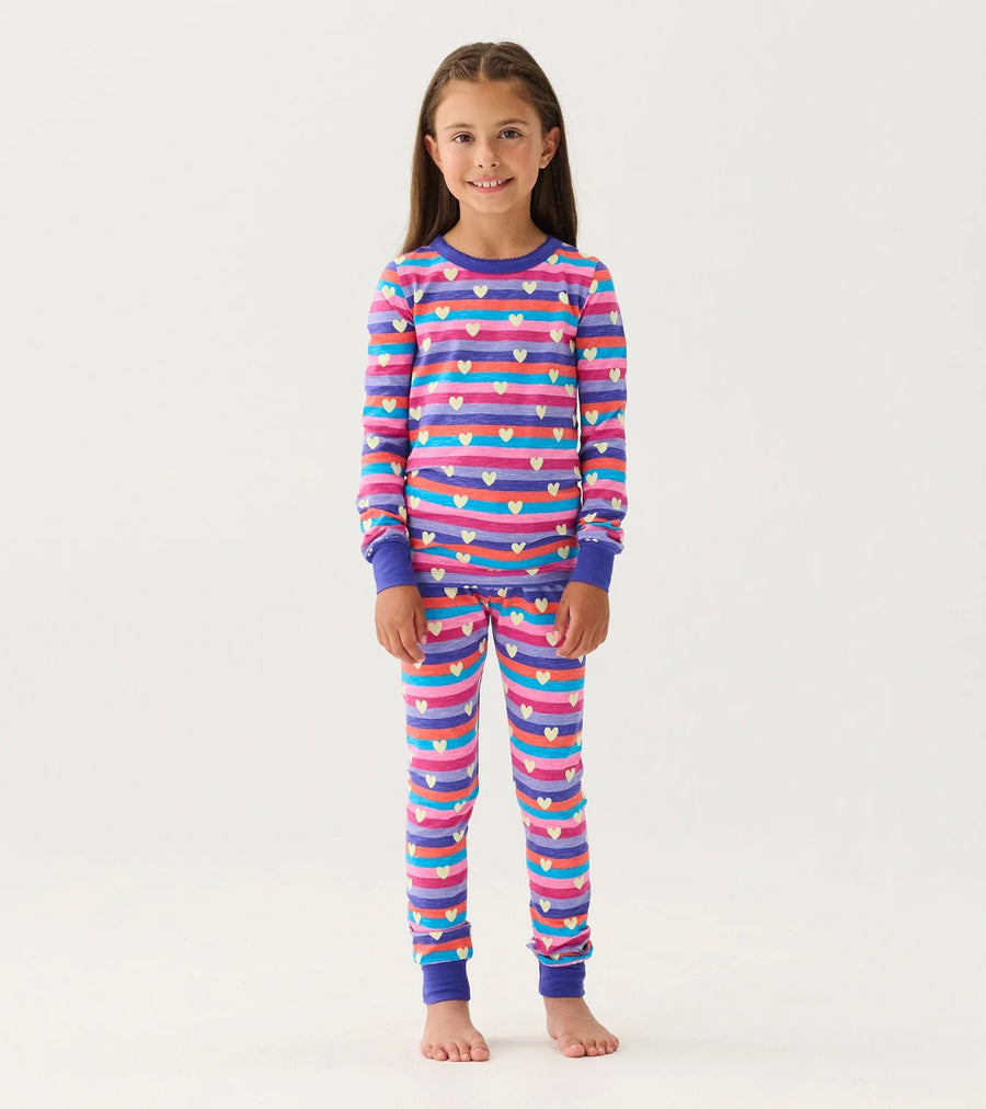 Organic Cotton Pajama Set - Stripes & Hearts