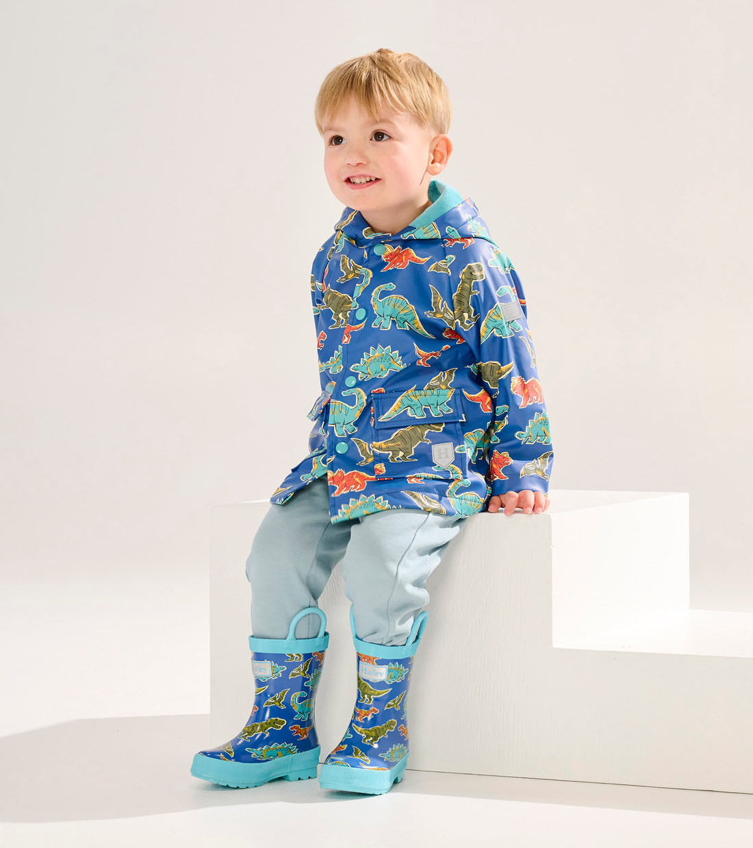 Toddler Button Up Rain Jacket - Dino Roar