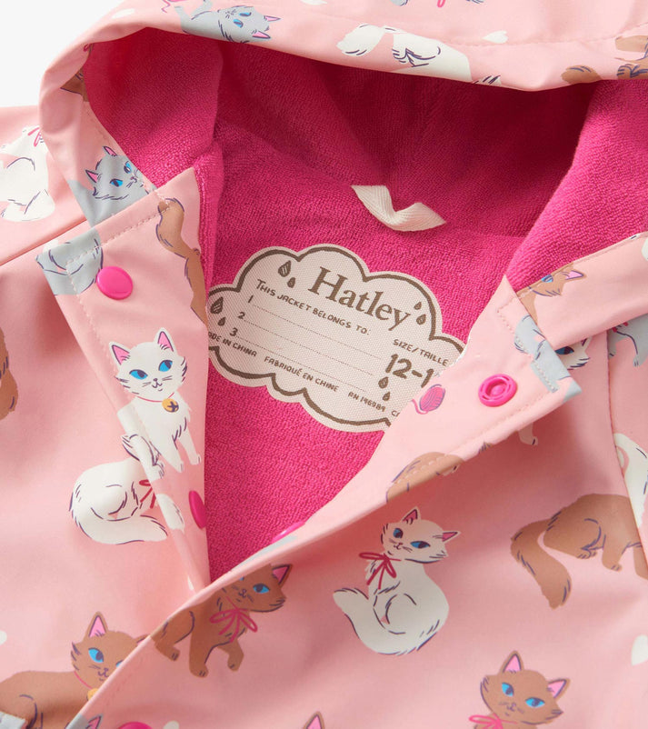 Toddler Button Up Rain Jacket - Little Kitties