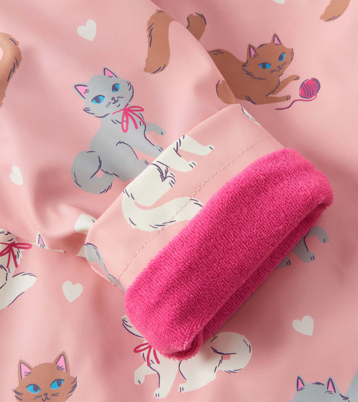 Toddler Button Up Rain Jacket - Little Kitties
