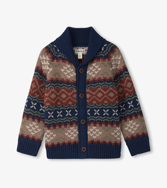 Shawl Collar Cardigan - Vintage Fair Isle