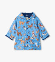 Button Up Rain Jacket - Blue Little Pups