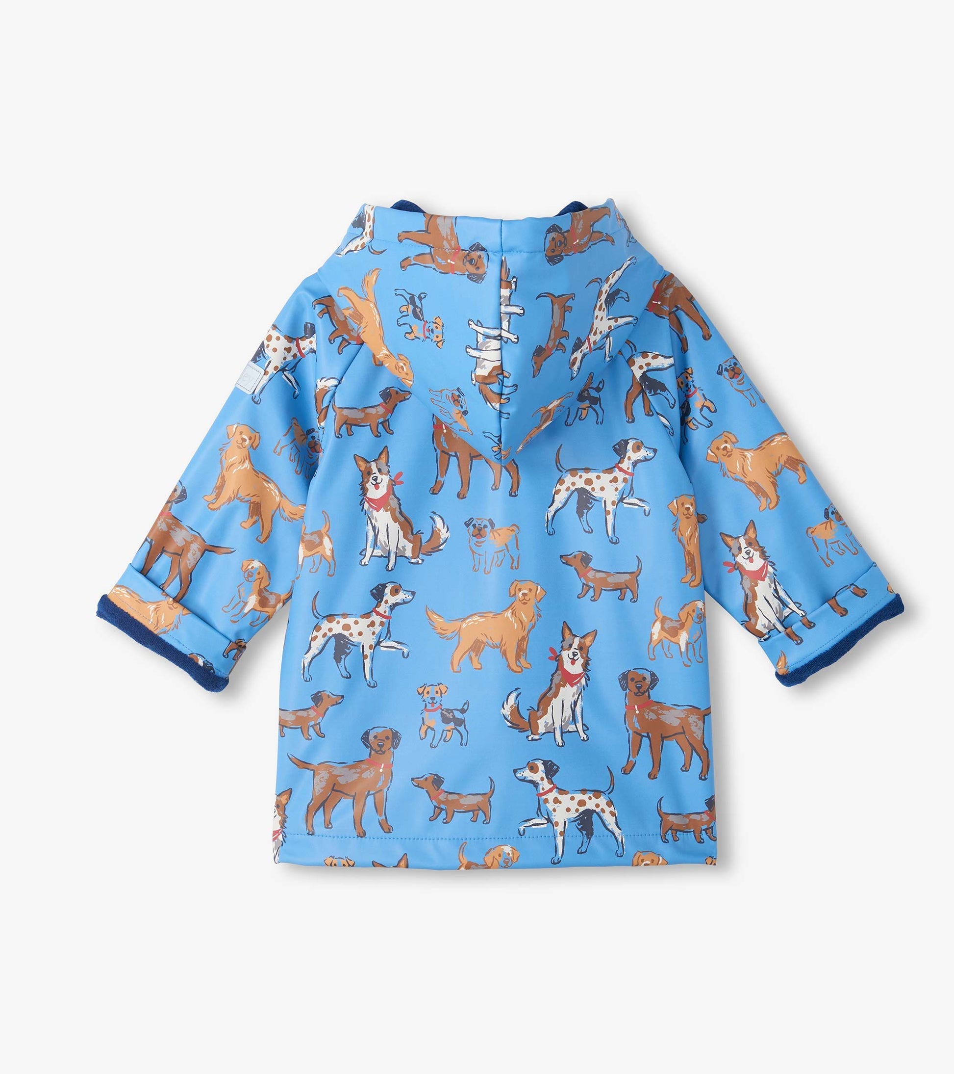 Button Up Rain Jacket - Blue Little Pups