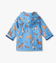 Button Up Rain Jacket - Blue Little Pups