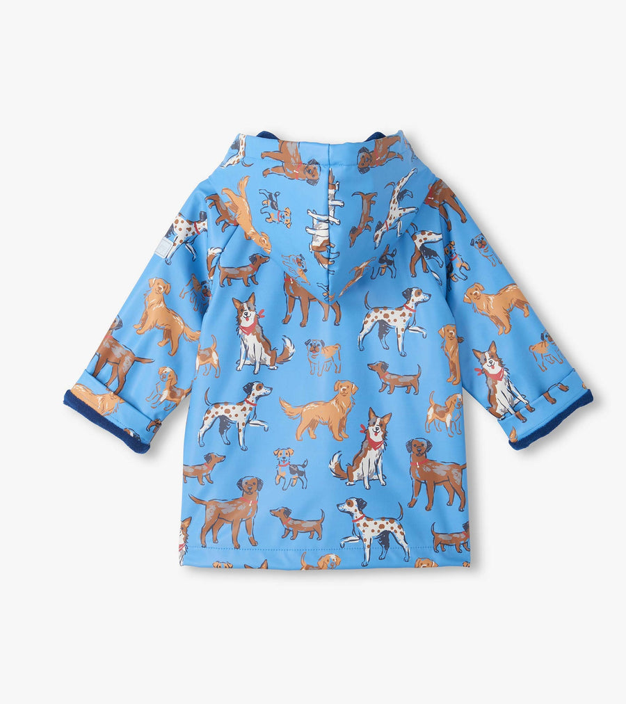 Button Up Rain Jacket - Blue Little Pups