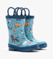 Rain Boots with Handles - Blue Little Pups