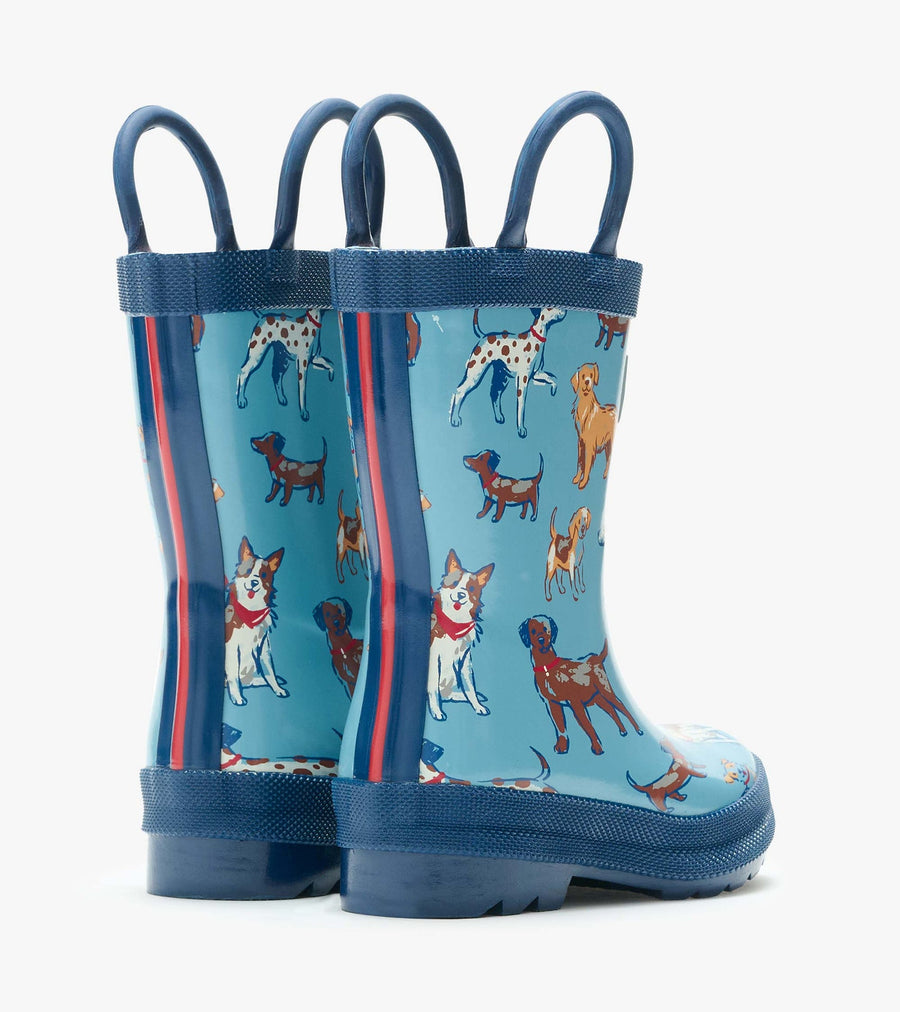 Rain Boots with Handles - Blue Little Pups
