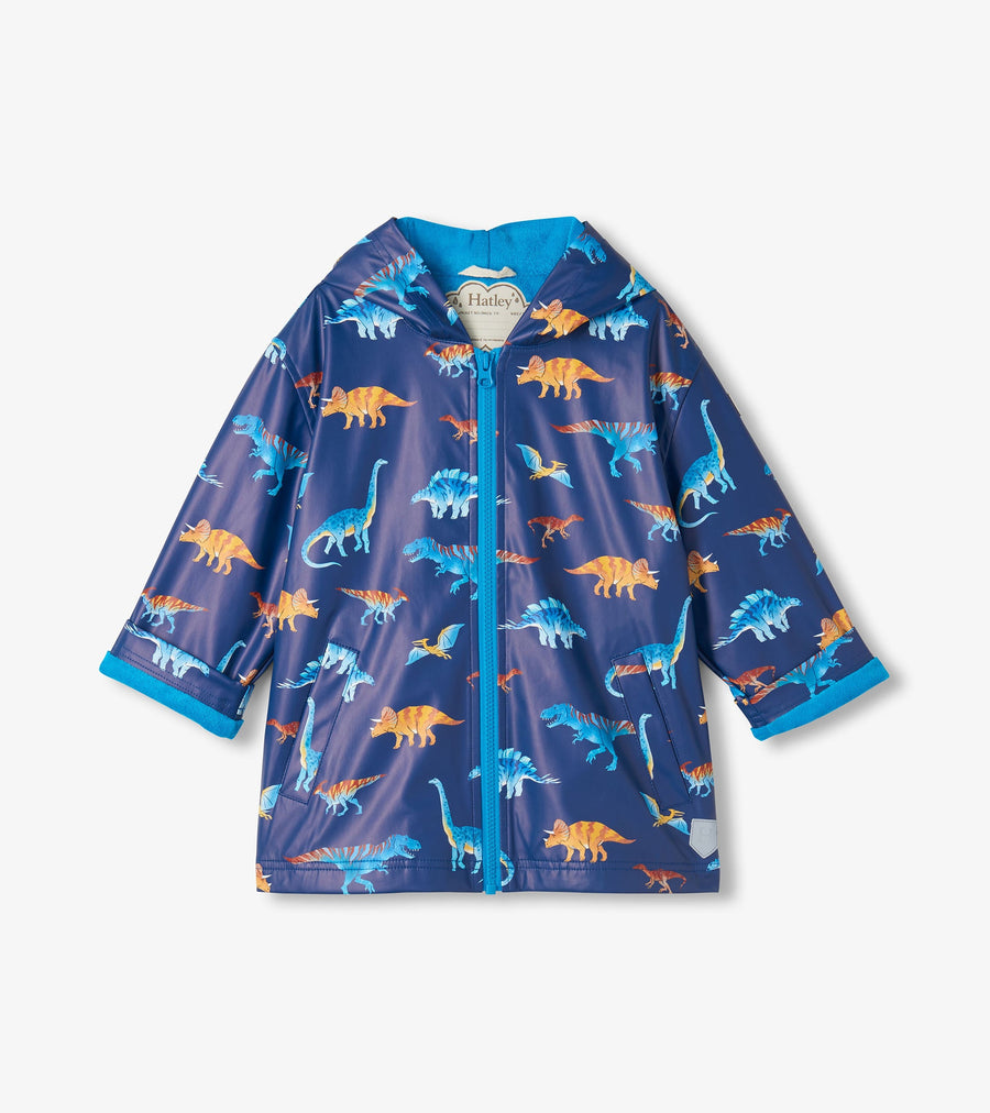Zip Up Rain Jacket - Colorful Dinos