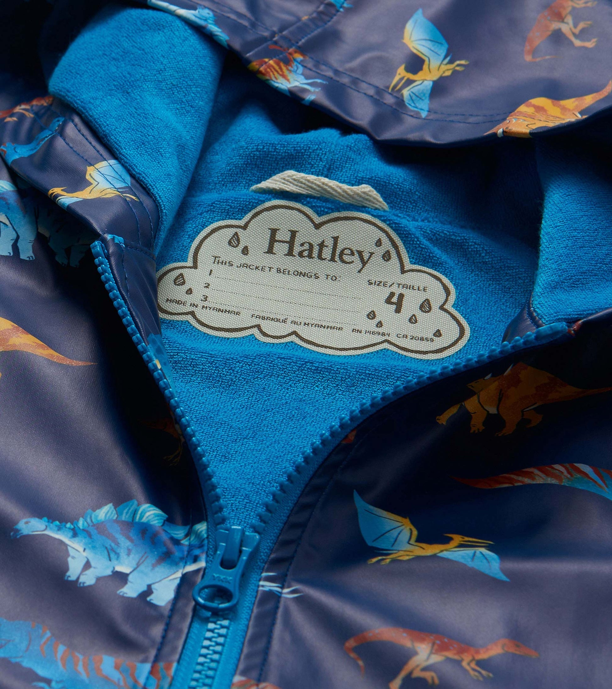 Zip Up Rain Jacket - Colorful Dinos