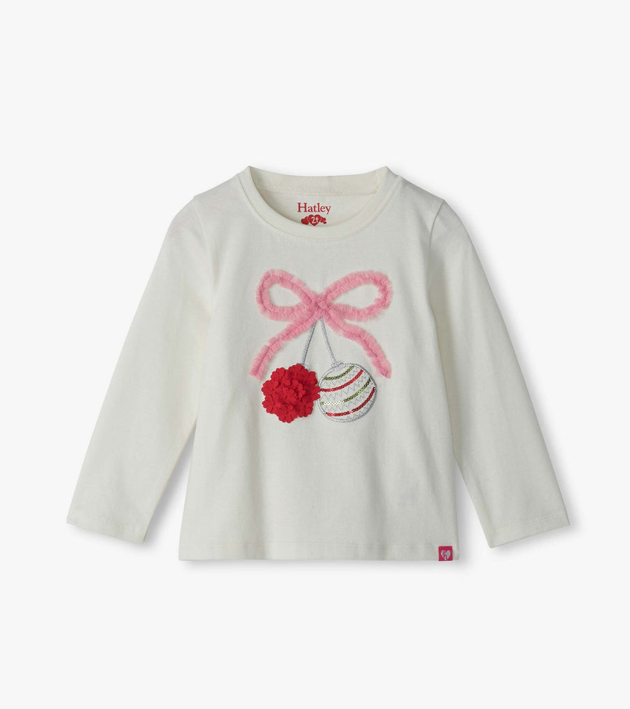 Ornament Bow Gathered Back Tee