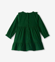 Eden Green Fine Whale Cord Ruffle Front Dress