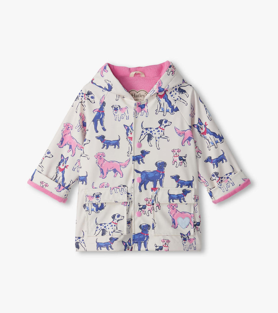 Button Up Rain Jacket - Sea Salt Little Pups