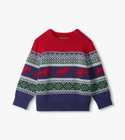 Holiday Fair Isle Crew Neck Sweater - Moose