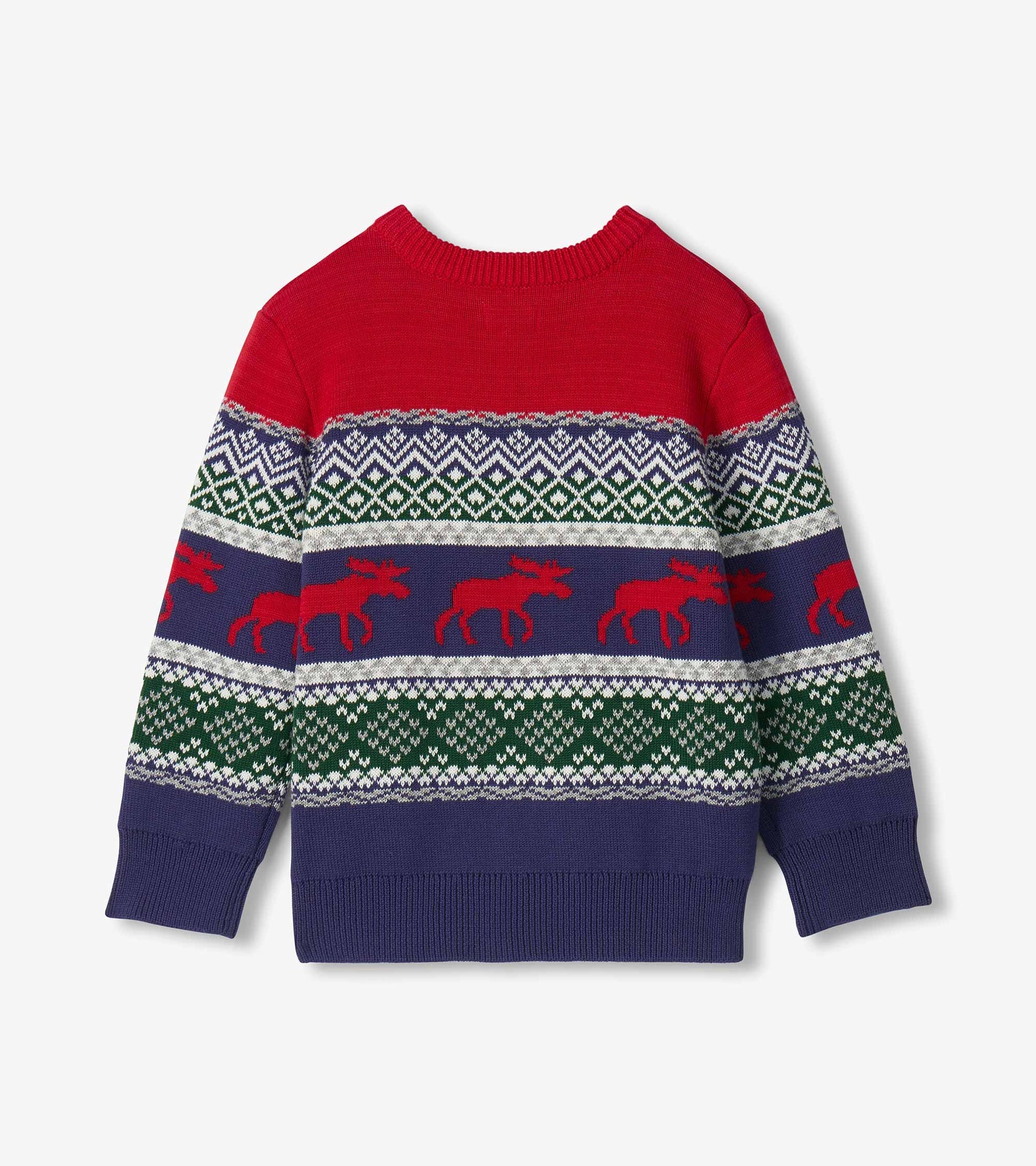 Holiday Fair Isle Crew Neck Sweater - Moose