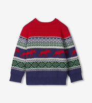 Holiday Fair Isle Crew Neck Sweater - Moose