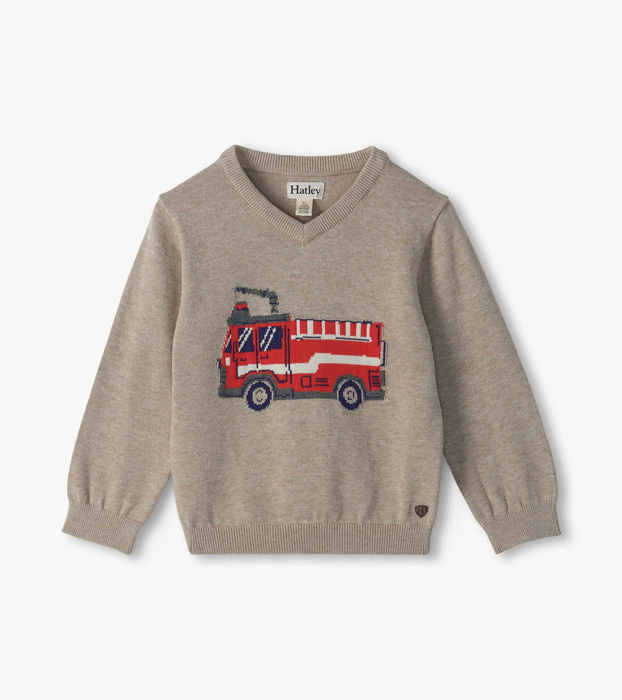 V-Neck Sweater - Firetruck