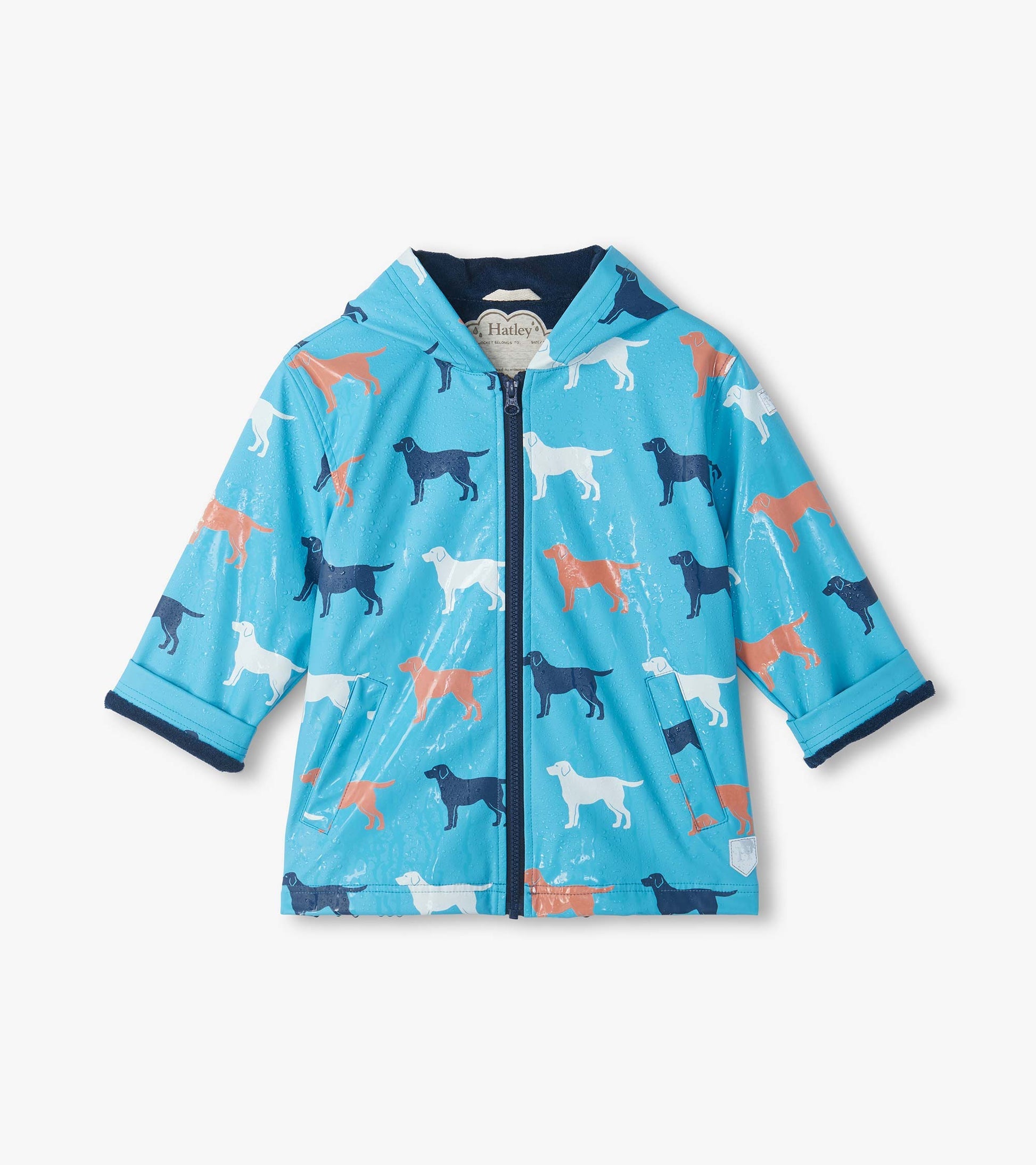 Color Change Zip Up Rain Jacket - Dog Silhouette