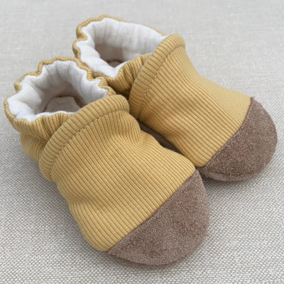 Organic Cotton Knit Slippers - Ribbed Sunflower