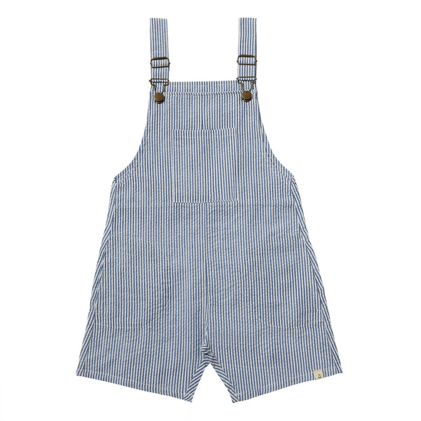 Galleon Woven Overalls - Royal and White Seersucker