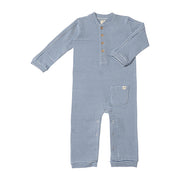 Mitch Henley Romper - Blue/White