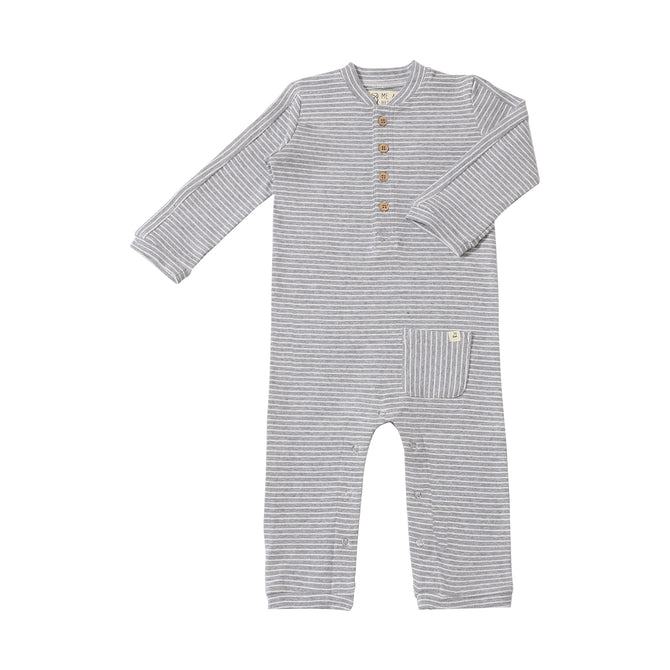Mitch Henley Romper - Grey/White