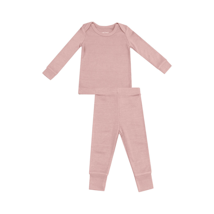 Ribbed Lounge Wear Set - Silver Pink