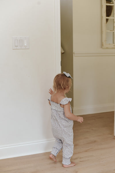 Organic Muslin Sleeveless Romper - Blueberry Floral