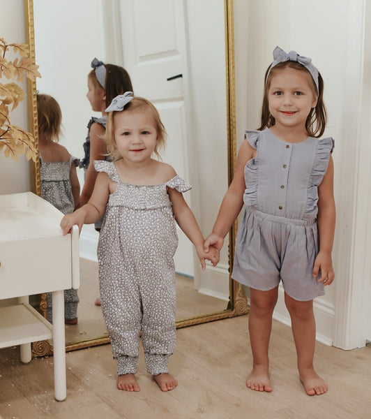 Organic Muslin Sleeveless Romper - Blueberry Floral