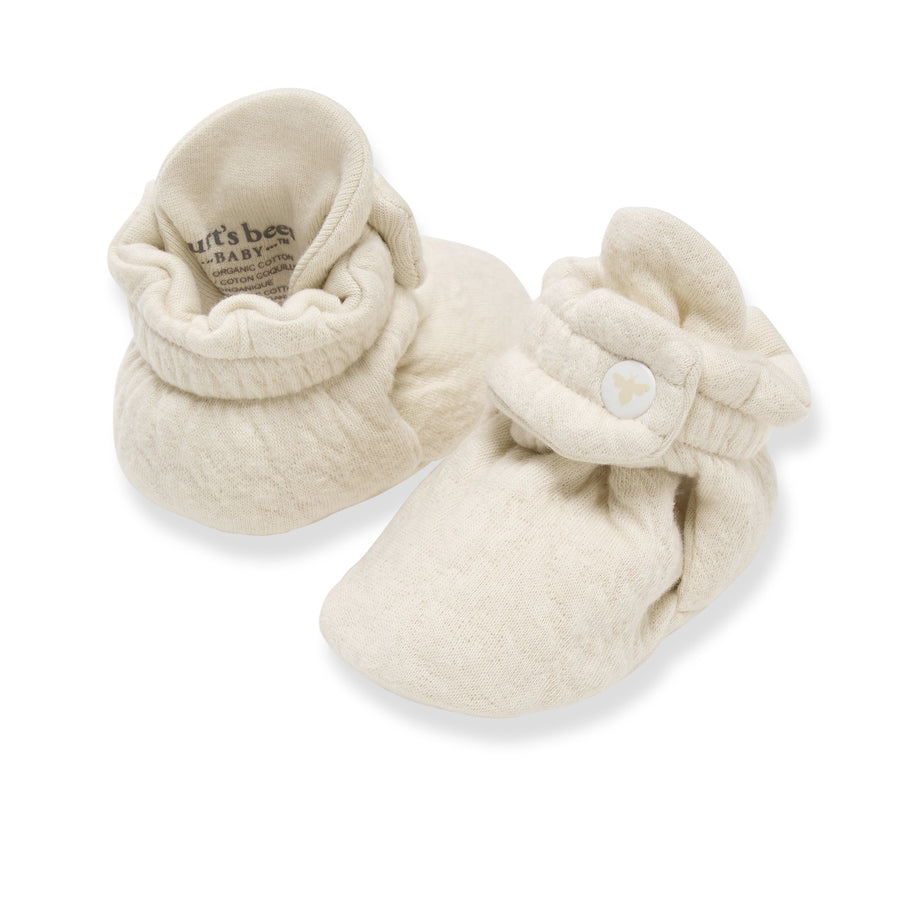 Quilted Organic Cotton Booties - Oat