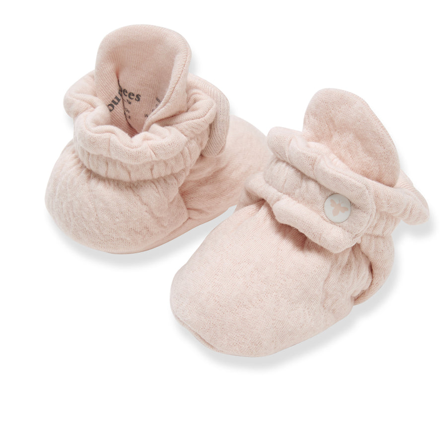 Quilted Organic Cotton Booties - Ranunculus