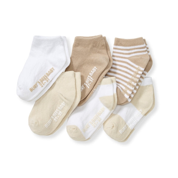 6 Pack Organic Cotton Ankle Socks - Oat