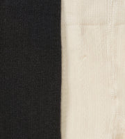 2 Pack Organic Cotton Ribbed Tights - Eggshell/Black