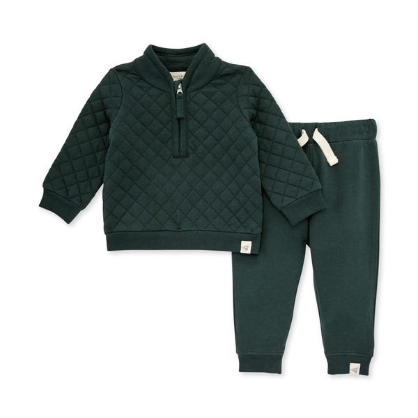 Quilted Jersey Top & French Terry Pant Set - Zucchini