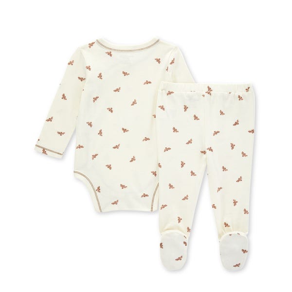 Golden Bee Bodysuit and Footed Pant Set - Eggshell