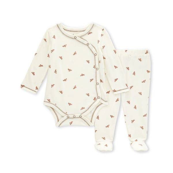 Golden Bee Bodysuit and Footed Pant Set - Eggshell