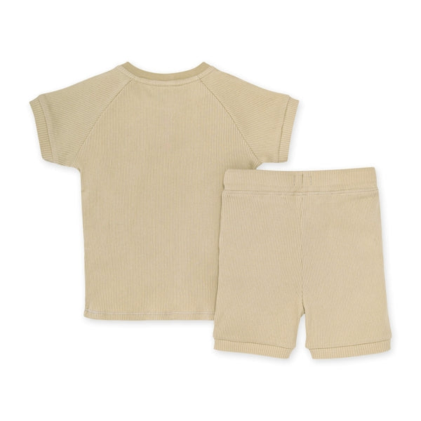 Ribbed Henley Tee & Short Set - Fossil