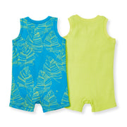 Jungle & Ribbed Romper Set - Tropical Blue