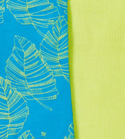 Jungle & Ribbed Romper Set - Tropical Blue