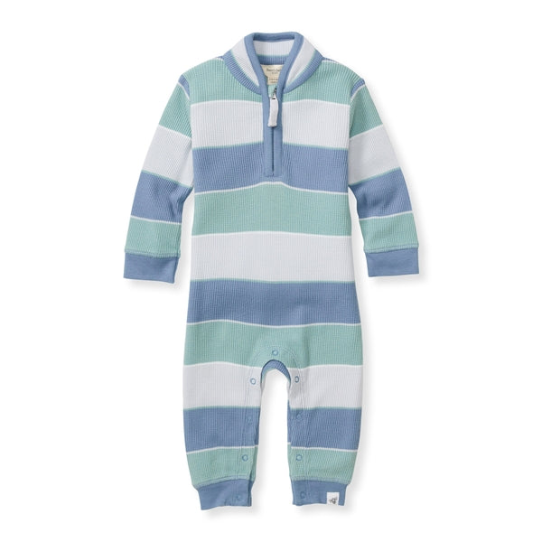 Quarter Zip Organic Baby Jumpsuit - Around the World