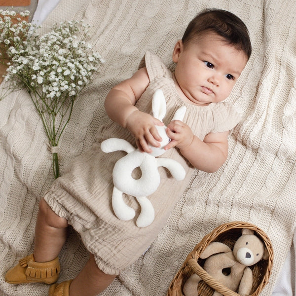 Dotted Muslin Organic Baby Girl Romper - Fossil