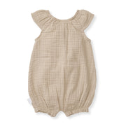 Dotted Muslin Organic Baby Girl Romper - Fossil