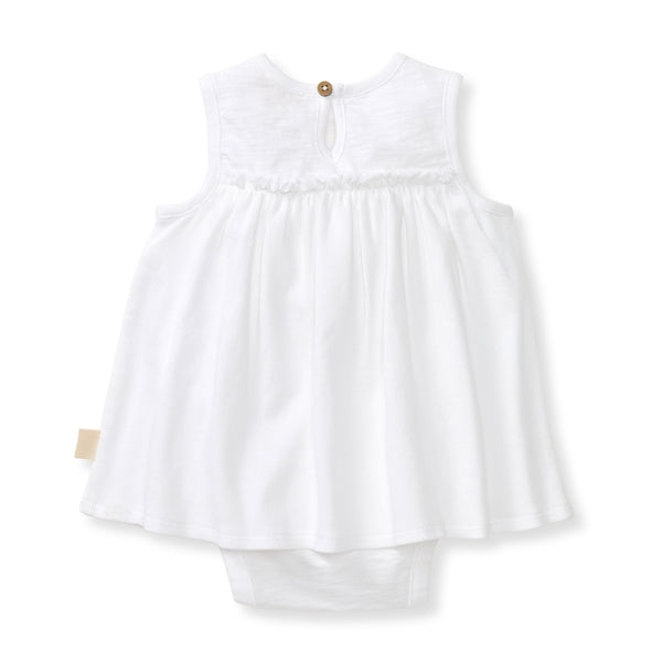 Organic Cotton Baby Girl Bodysuit Dress - Cloud